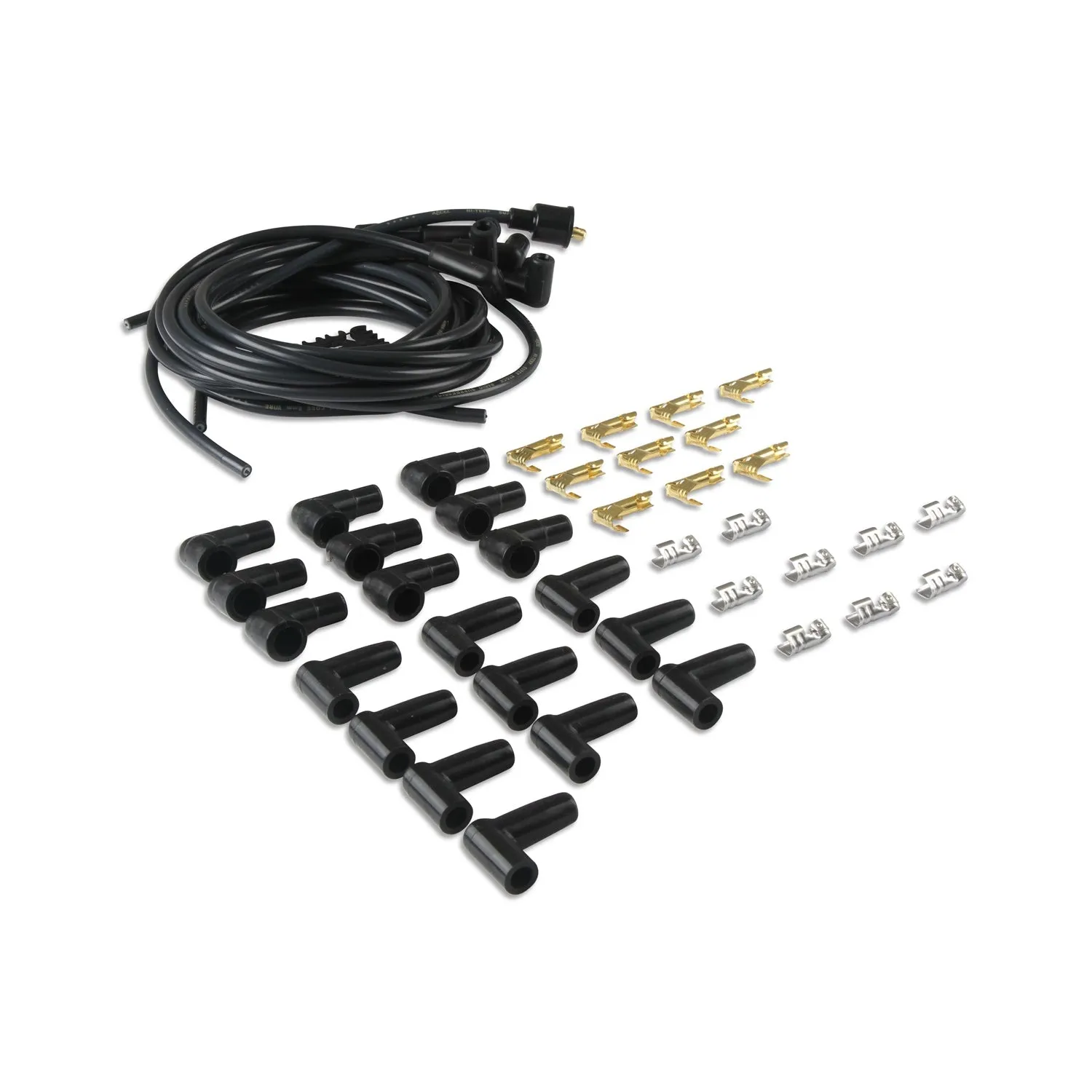 ACCEL Super Stock Spiral Core 8 mm Spark Plug Wire Set - Black - 90 Degree Plug Boots - HEI Style Terminal - Cut-To-Fit - V8 4041K