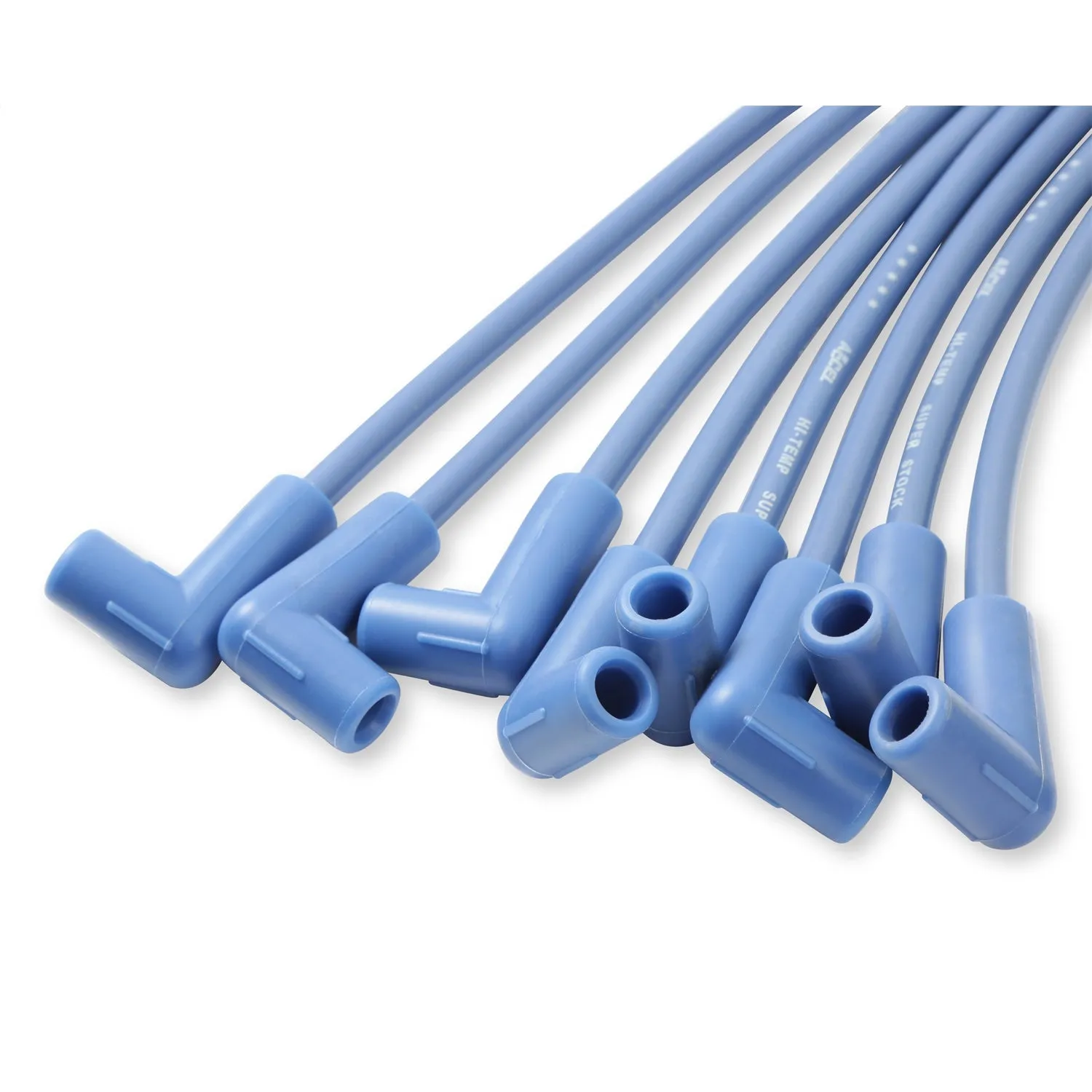 ACCEL Super Stock Spiral Core 8 mm Spark Plug Wire Set - Blue - 90 Degree Plug Boots - HEI Style Terminal - Cut-To-Fit - V8