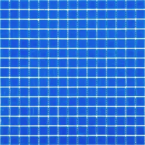Bright Cobalt Blue Squares Glass Pool Tile
