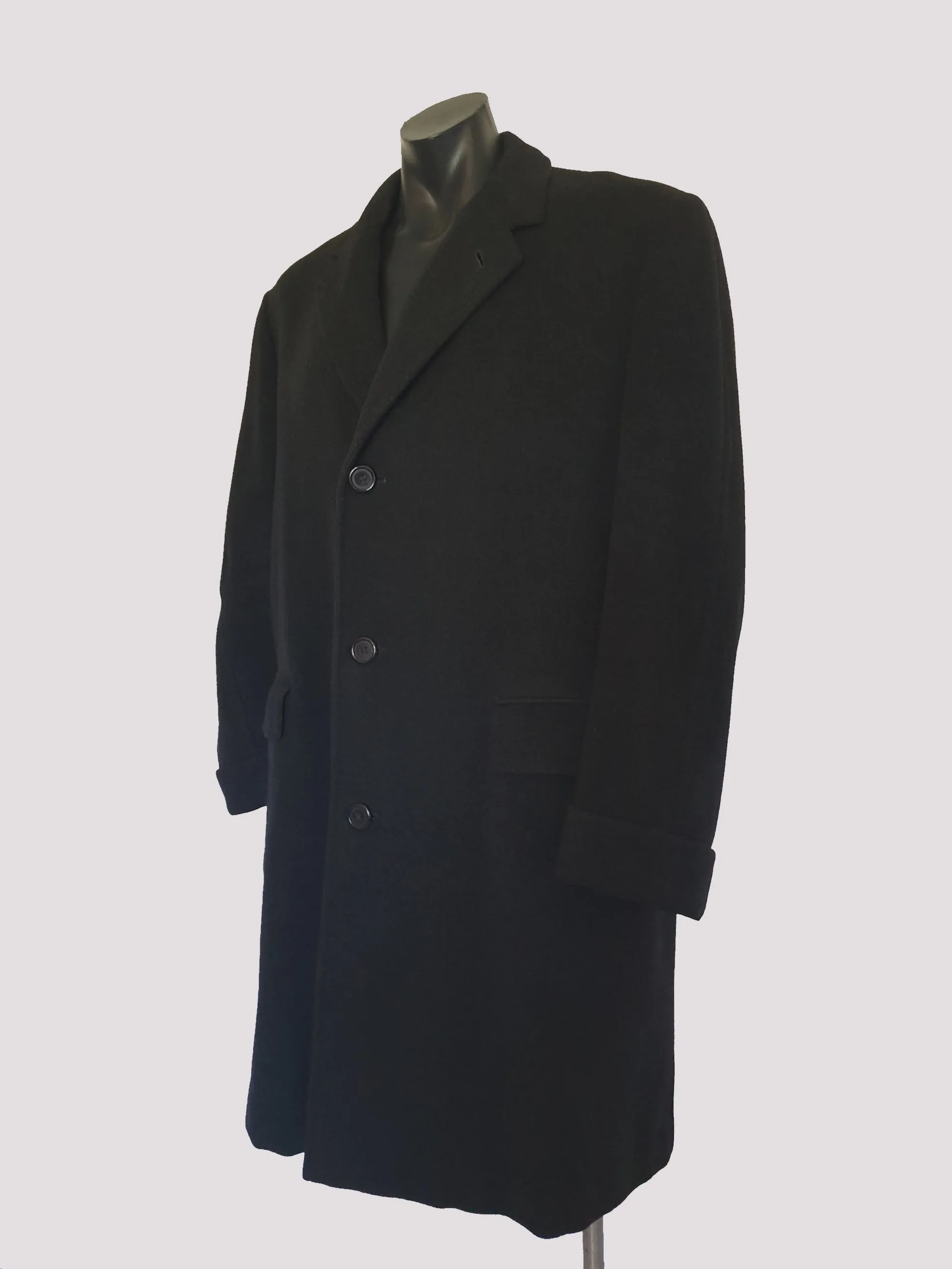 Charles Bud Tingwell Estate - Black Wool Overcoat by Aquascutum