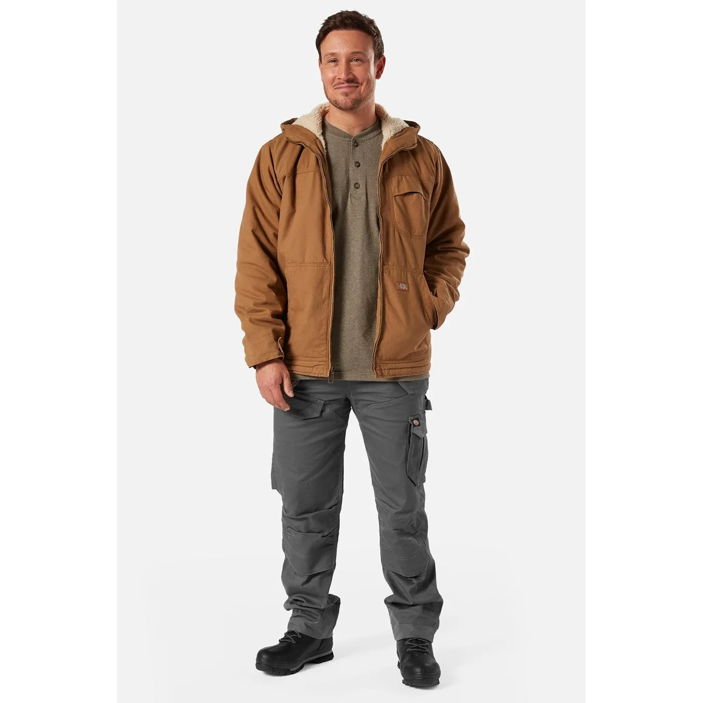 Dickies Sherpa Lined Duck Jacket  Rinsed Brown Duck