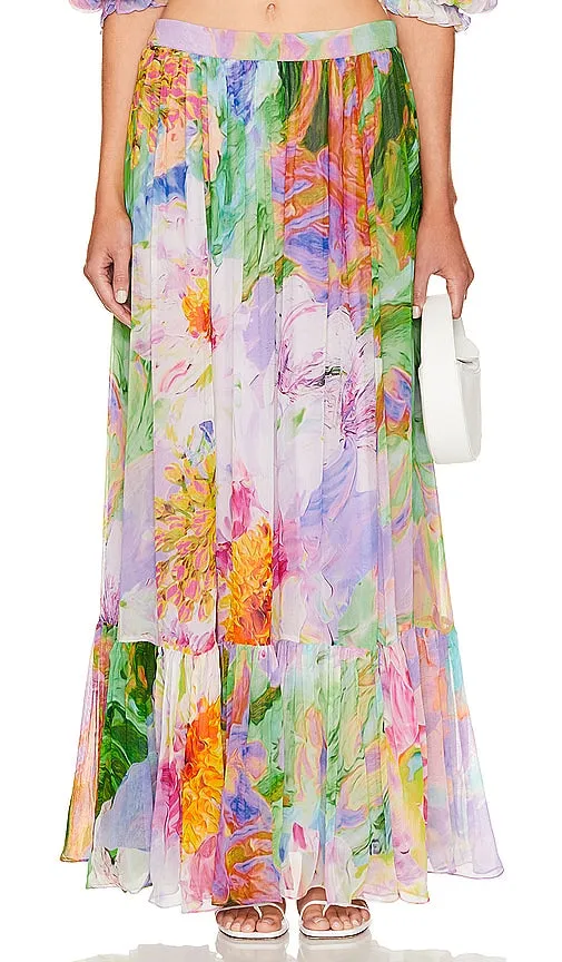 HEMANT AND NANDITA Maxi Skirt in Green