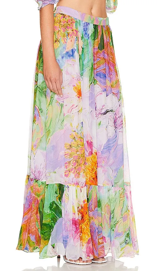 HEMANT AND NANDITA Maxi Skirt in Green