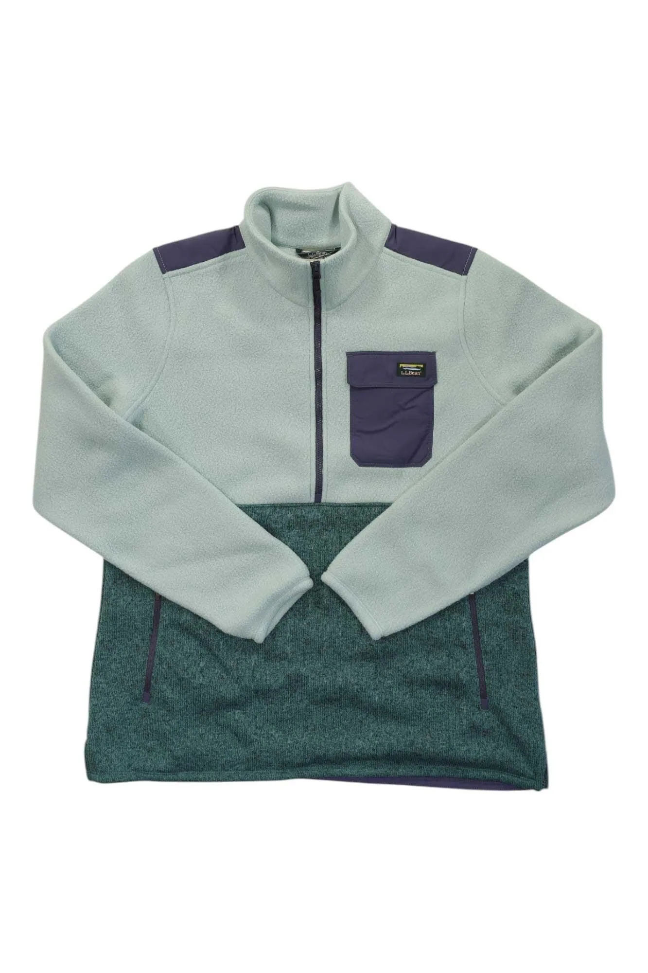L.L.Bean Women's Fleece Sherpa Hybrid Color Block Sweater