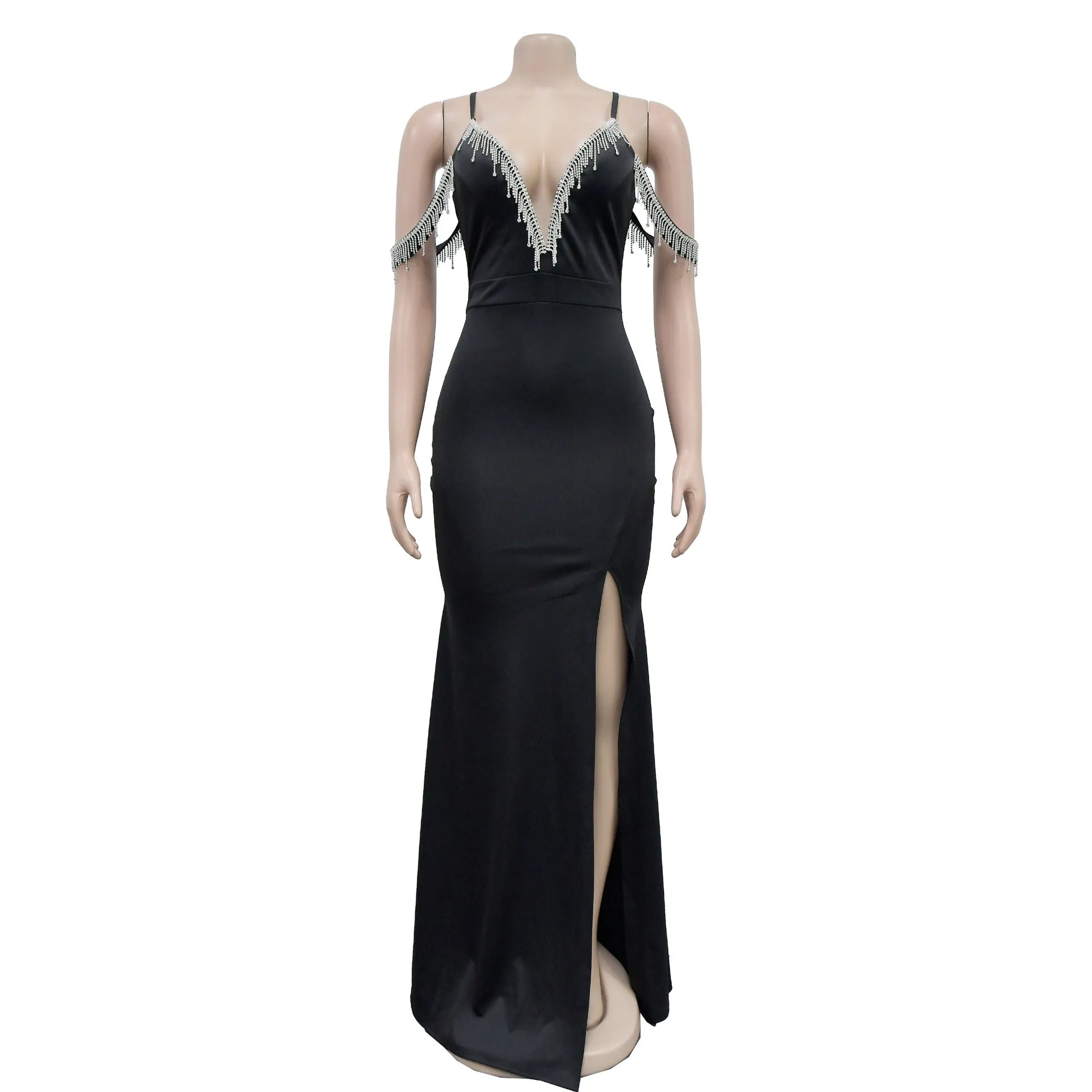 MALYBGG Tassel-Adorned Spaghetti Strap Maxi Dress 6771LY