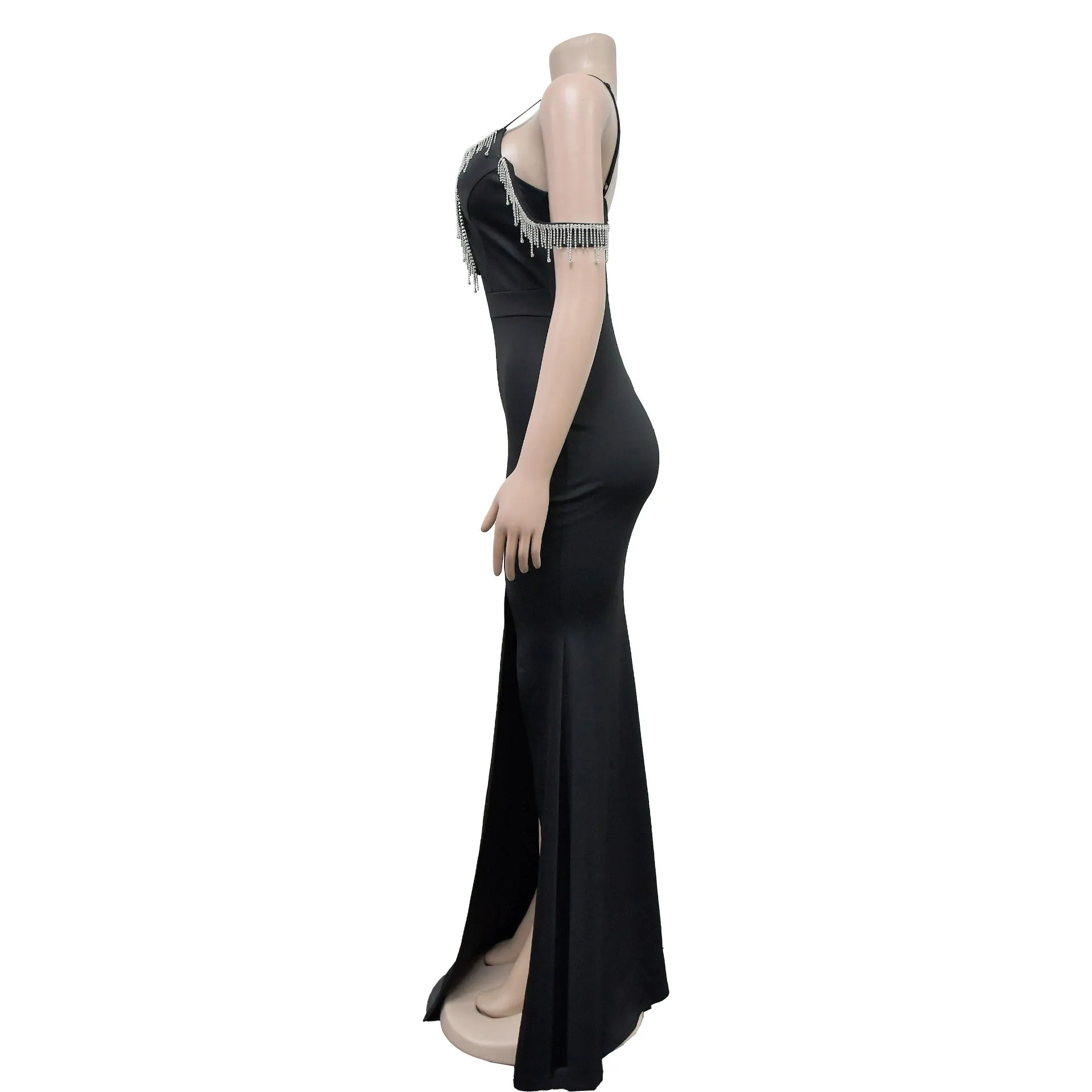 MALYBGG Tassel-Adorned Spaghetti Strap Maxi Dress 6771LY