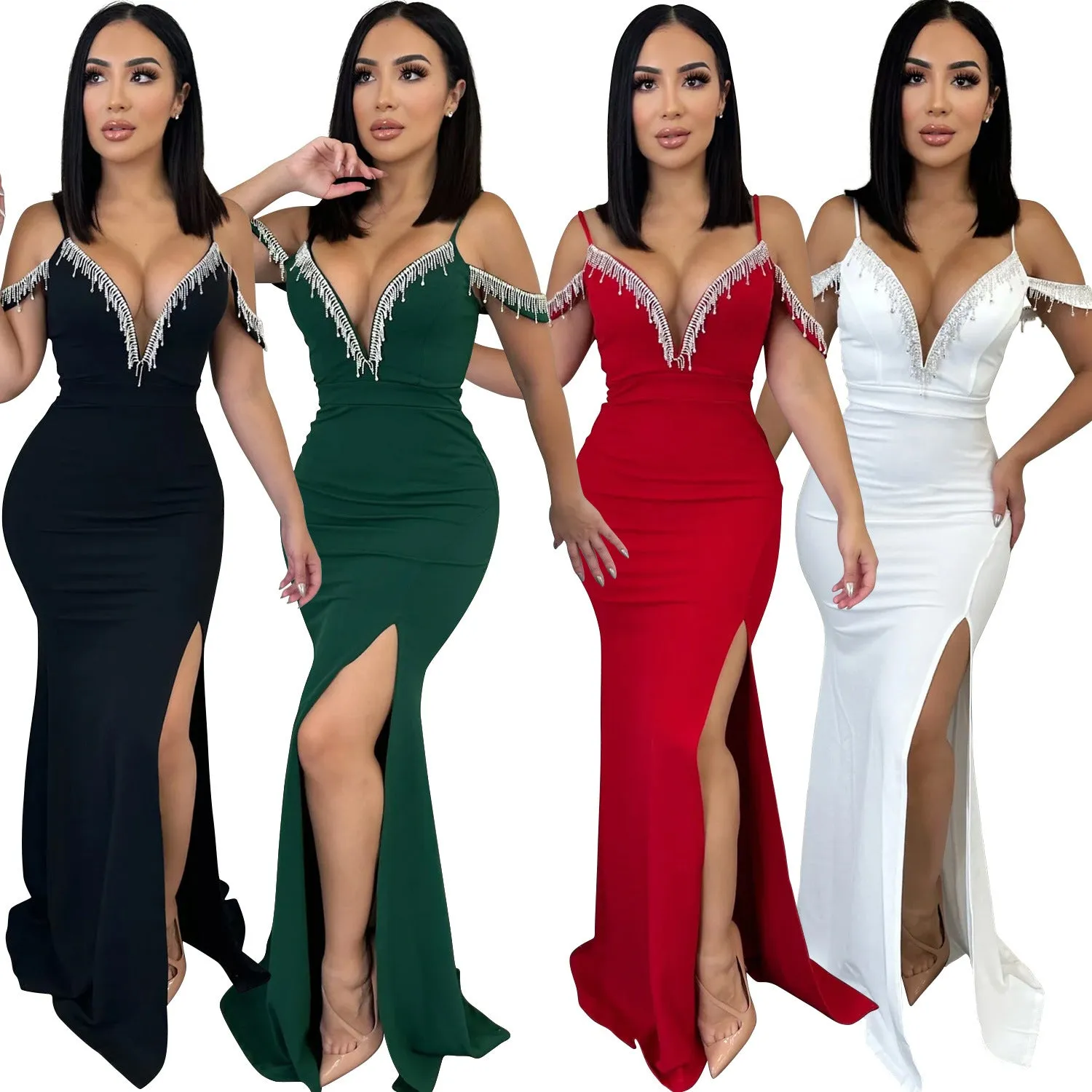 MALYBGG Tassel-Adorned Spaghetti Strap Maxi Dress 6771LY