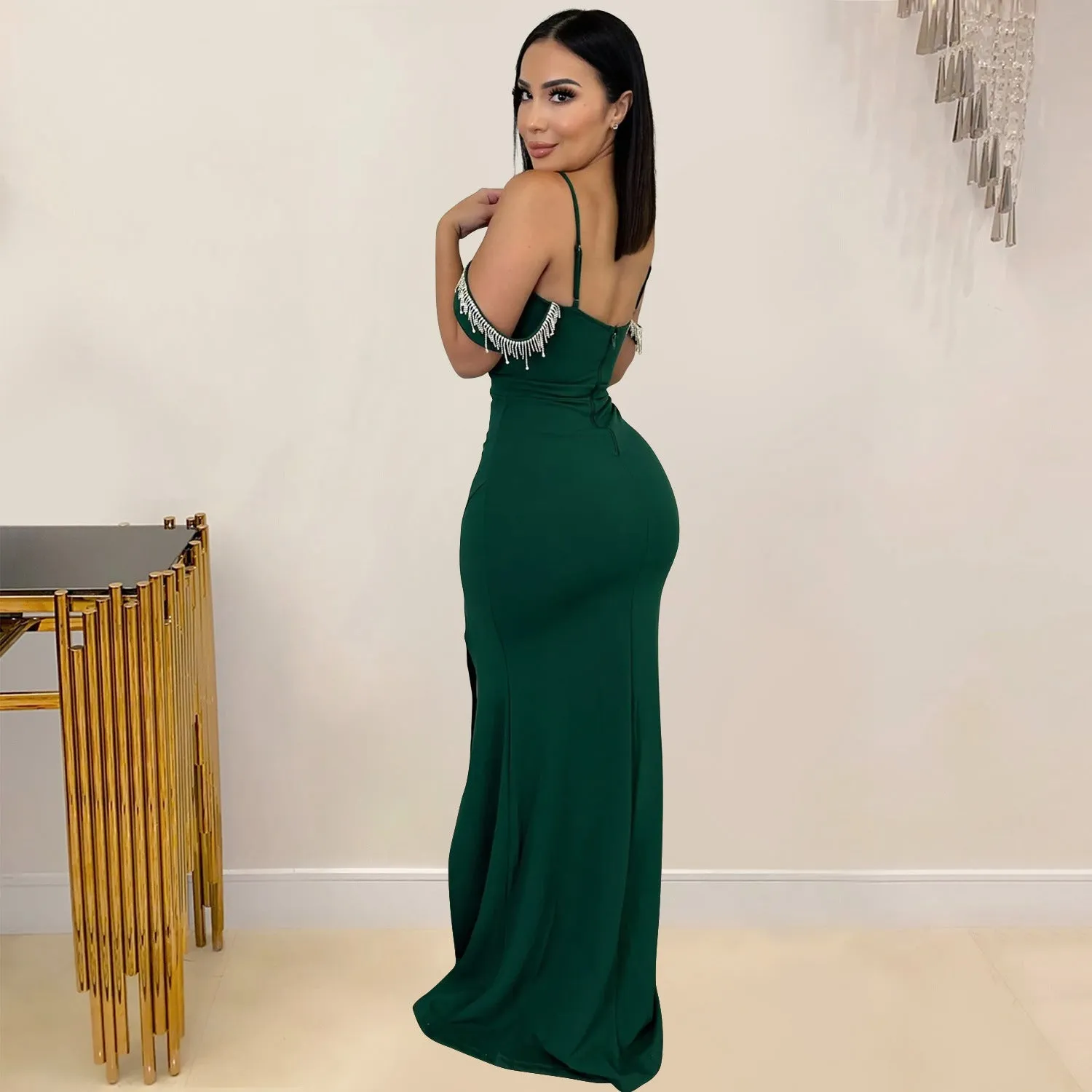MALYBGG Tassel-Adorned Spaghetti Strap Maxi Dress 6771LY