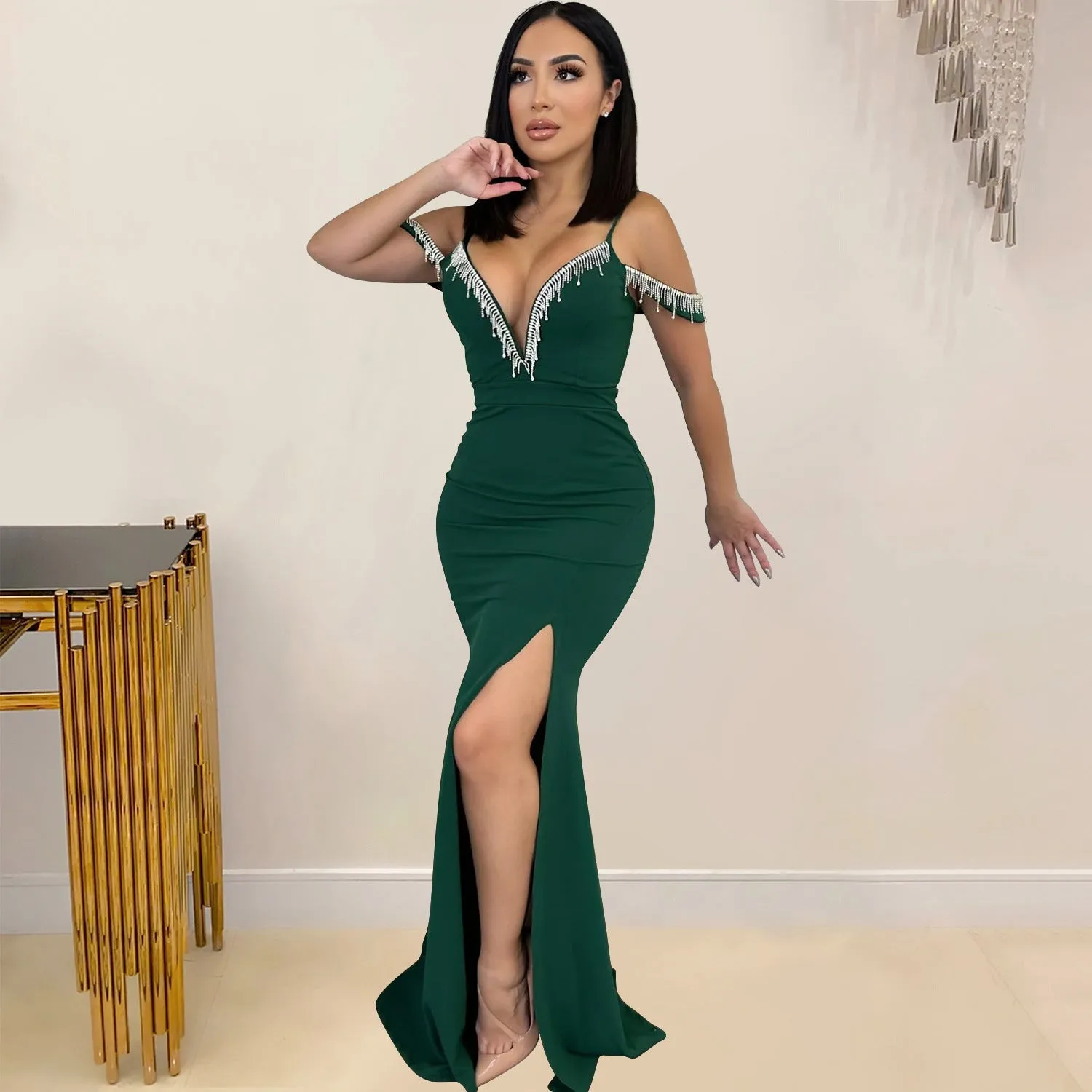 MALYBGG Tassel-Adorned Spaghetti Strap Maxi Dress 6771LY