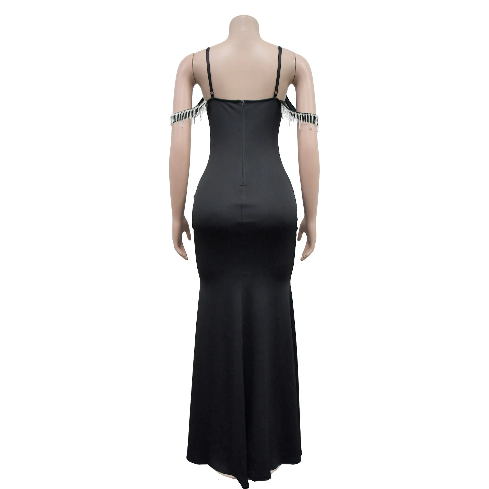 MALYBGG Tassel-Adorned Spaghetti Strap Maxi Dress 6771LY