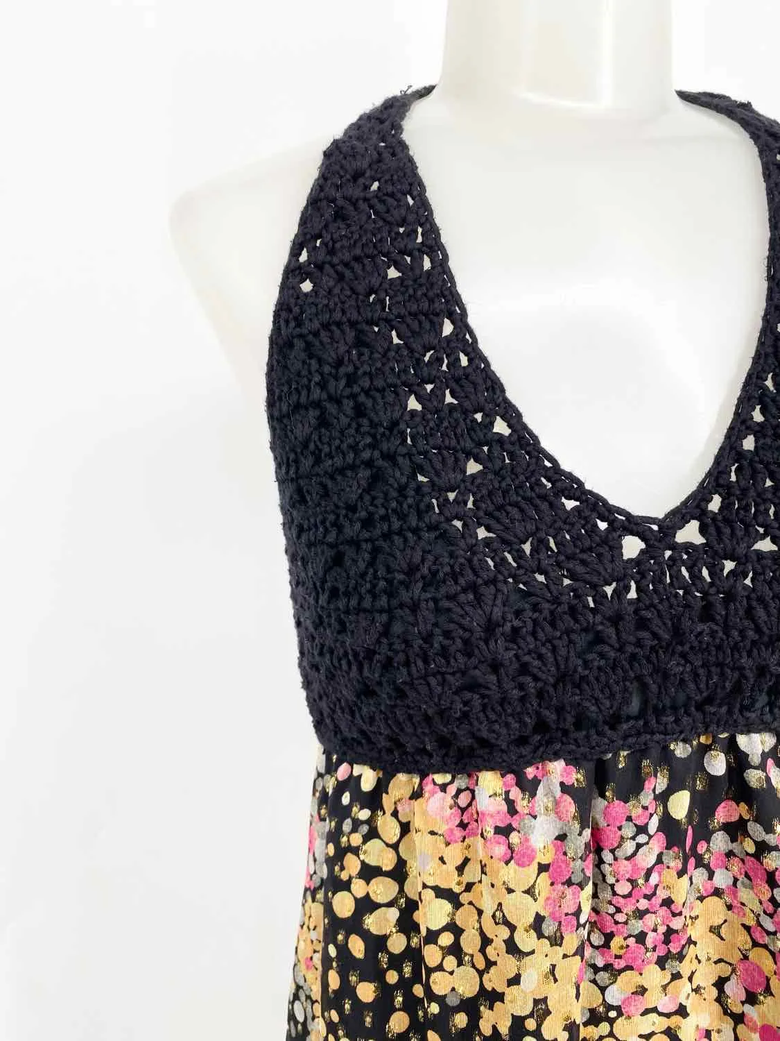MISSONI Women's Black Print Halter Knit Silk Dots Date Night Size 8 Dress