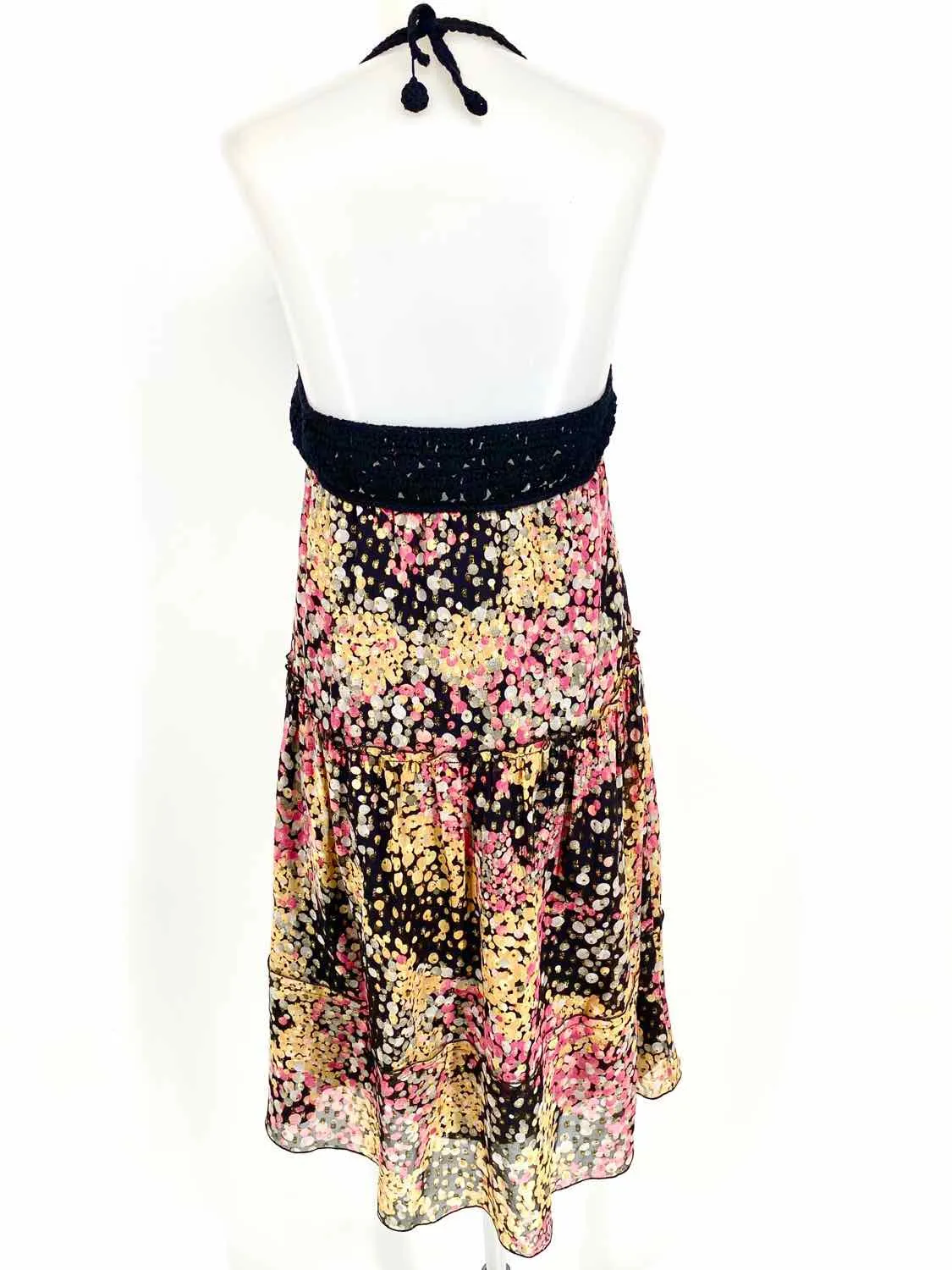 MISSONI Women's Black Print Halter Knit Silk Dots Date Night Size 8 Dress