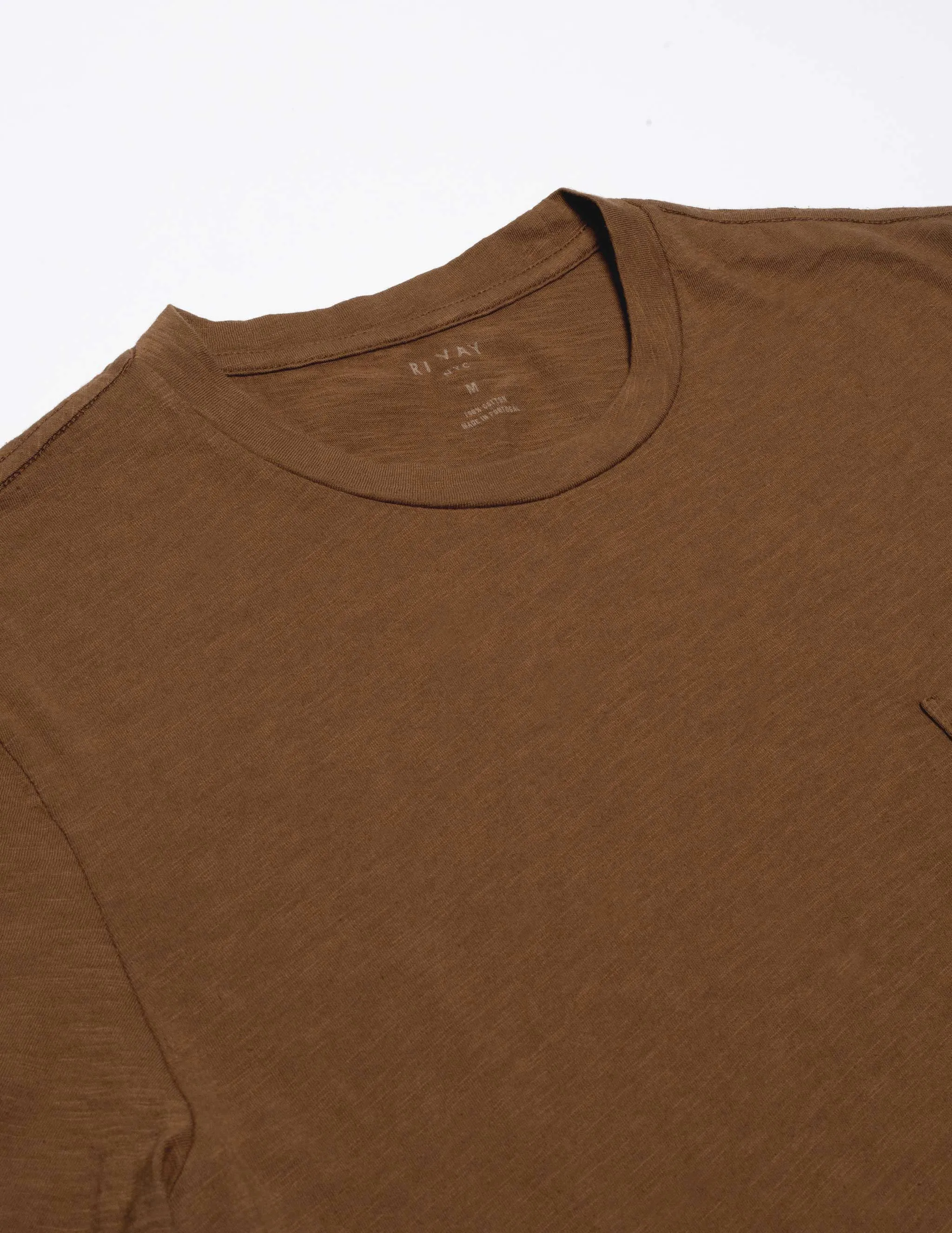 Slub Cotton Pocket Tee in Golden Brown