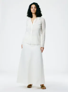 White Denim Godet Maxi Skirt